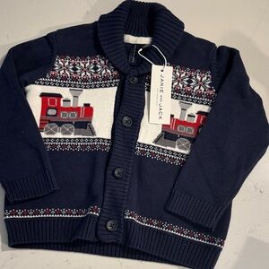 Janie and Jack Navy Sweater with Red Train Design Size 2T